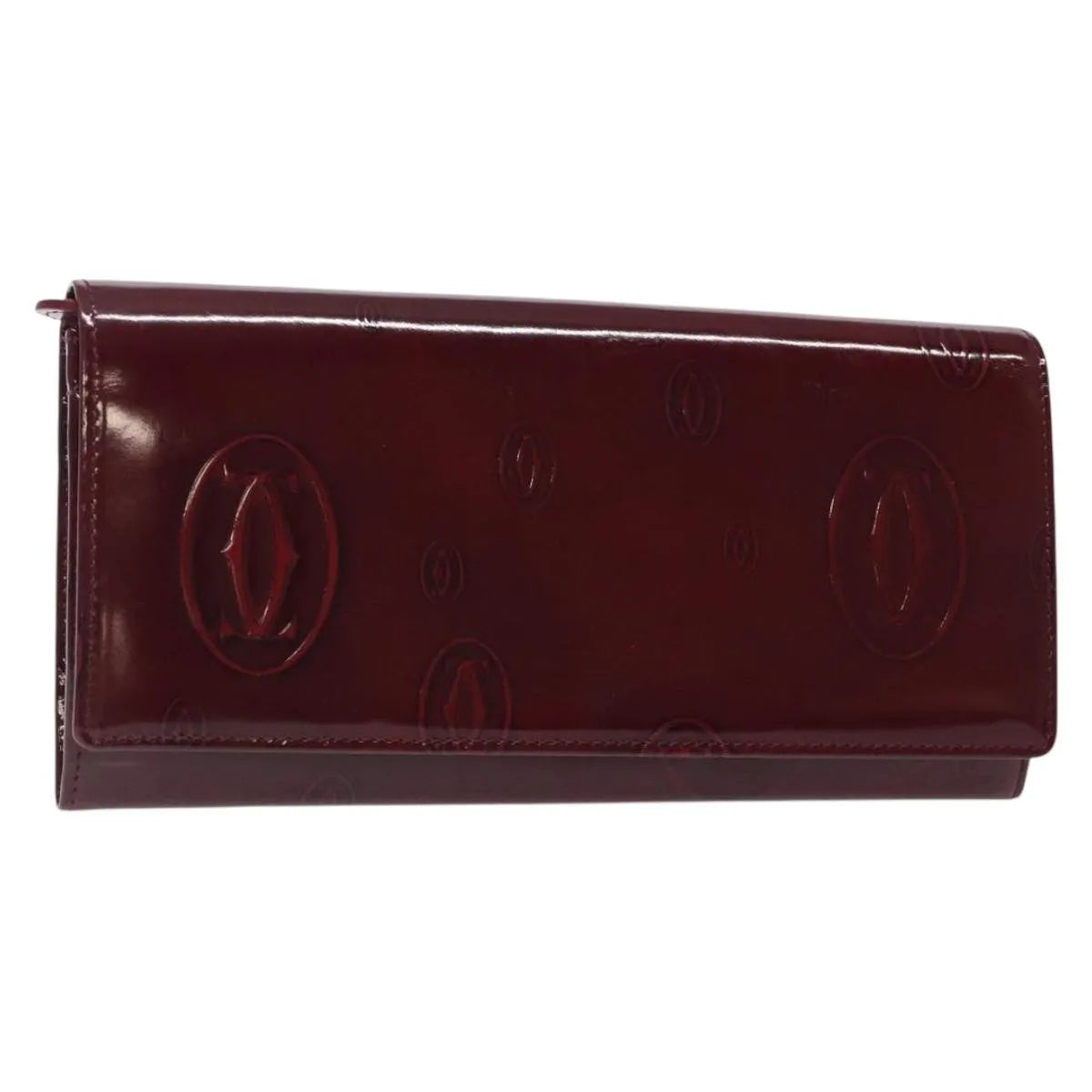 Cartier Happy Birthday Long Patent Leather Burgundy Patent_Leather Wallets Accessory (Pre-Owned)