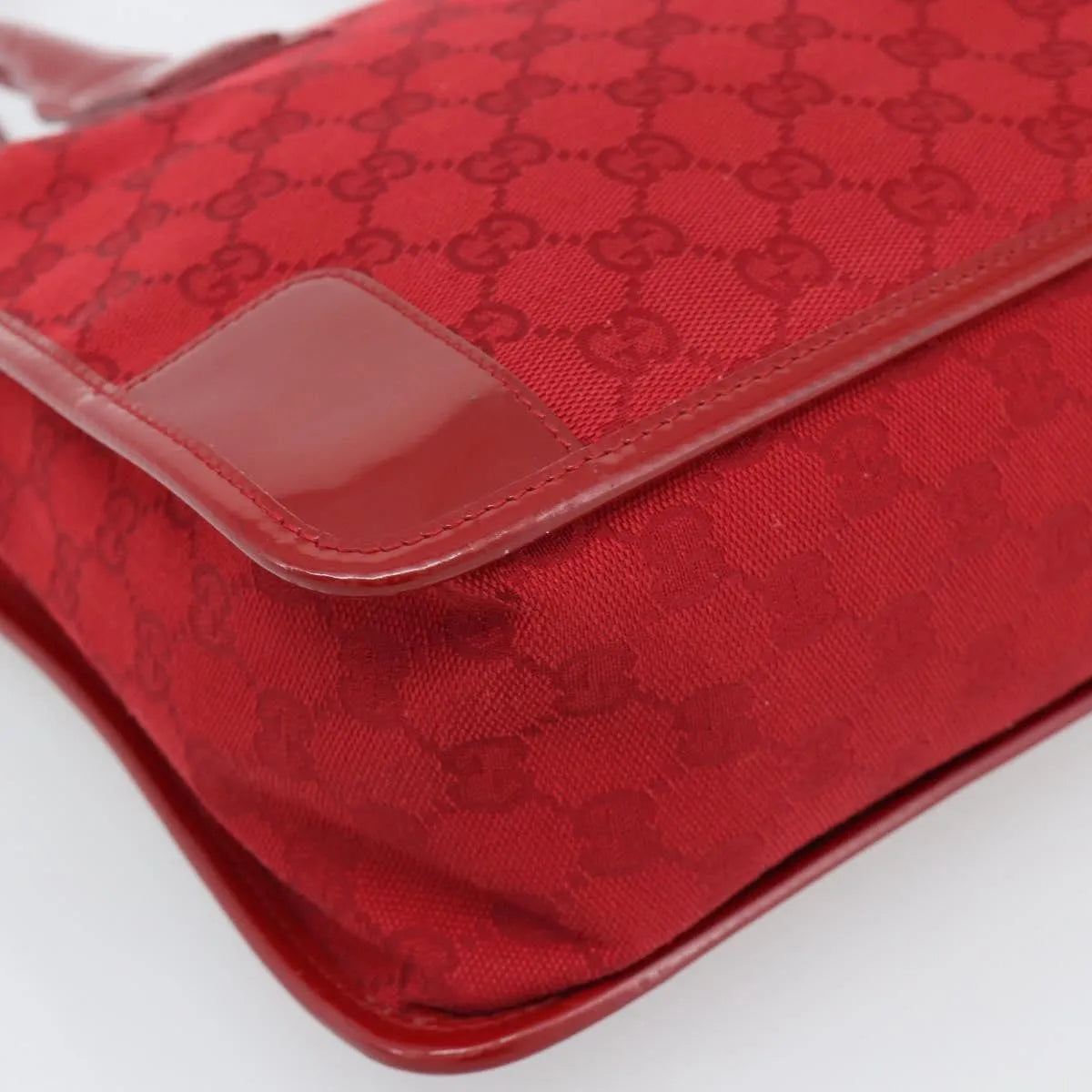 Gucci Structured Top Handle Open Tote Gg Canvas And Leather Red Canvas Handbag (Pre-Owned)