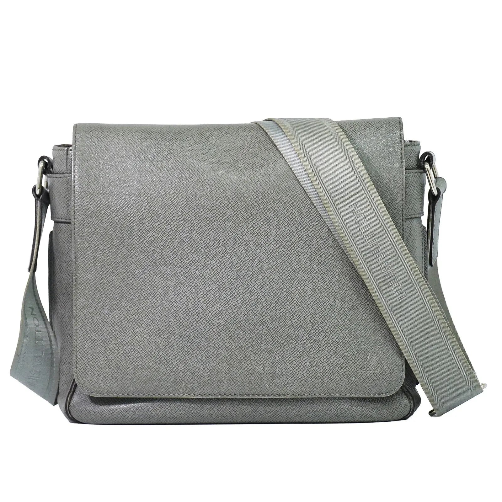 Louis Vuitton Roman Taiga Leather Gray Leather Shoulder Bag Bag (Pre-Owned)