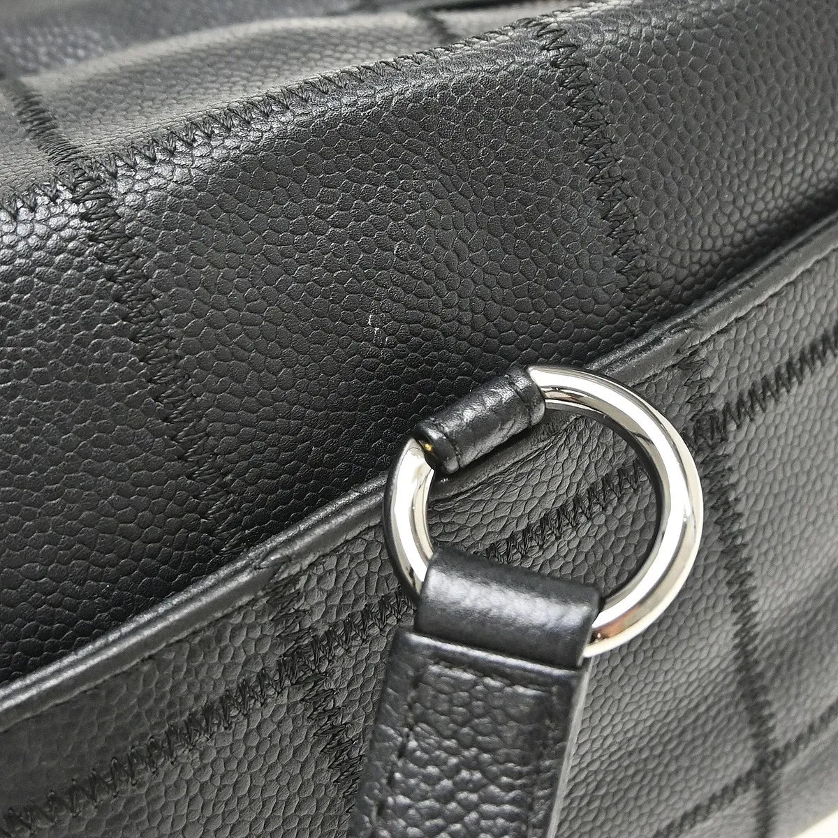 Chanel Square Stitch Cc Boston Quilted Caviar Black Leather Handbag (Pre-Owned)