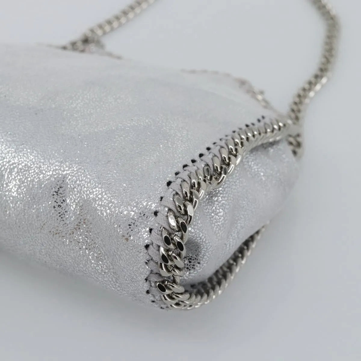 Stella Mccartney Falabella Fold Over Faux Leather Silver Polyester Shoulder Bag Bag (Pre-Owned)