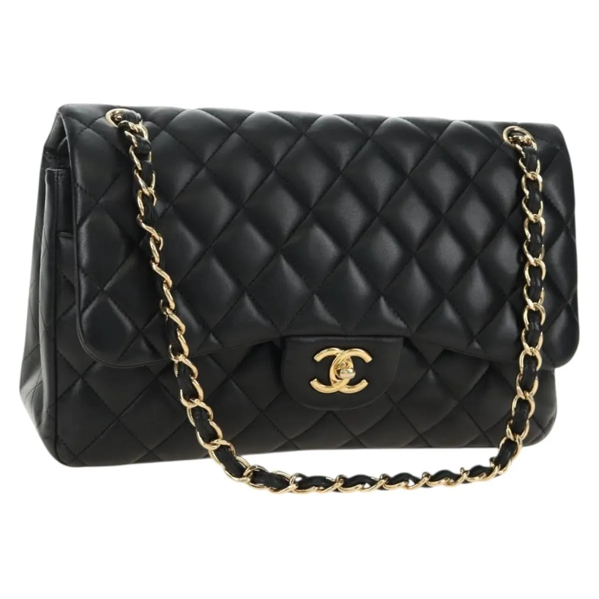 Chanel Timeless - Classic Double Flap Leather Black Leather Handbag (Pre-Owned)