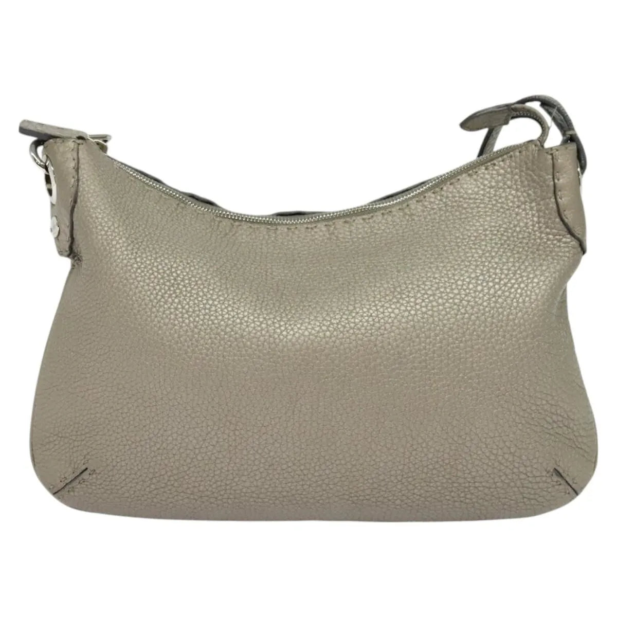Fendi Selleria Shoulder Bag Leather Gray Leather Shoulder Bag Bag (Pre-Owned)