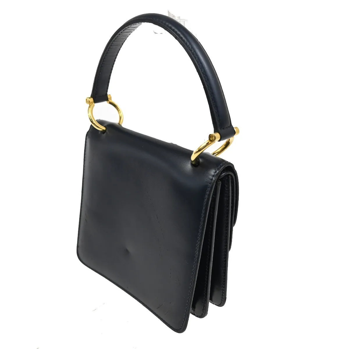 Celine Gancini Leather Navy Leather Handbag (Pre-Owned)