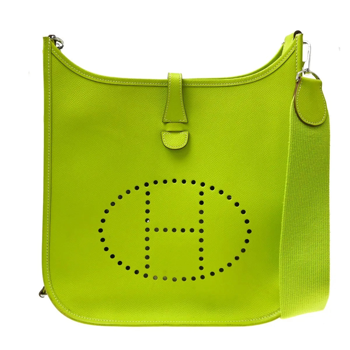 Hermes Evelyne Bag Gen Iii Clemence Green Leather Shoulder Bag Bag (Pre-Owned)