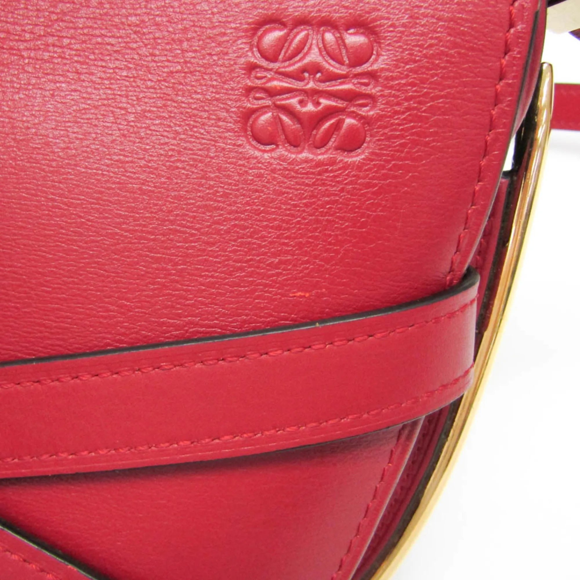 Loewe Metal Gate Leather Red Leather Shoulder Bag Bag (Pre-Owned)
