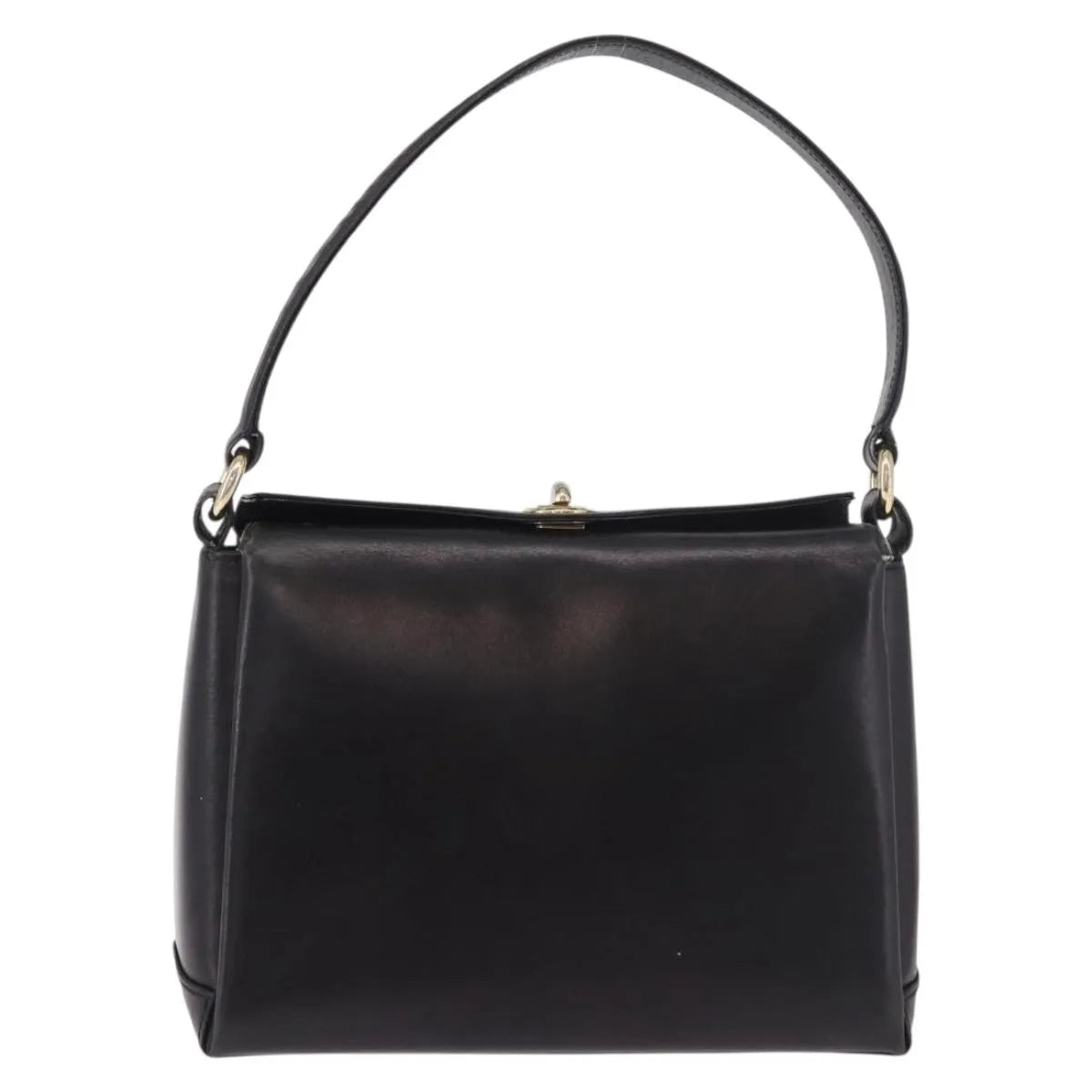 Gucci Vintage Convertible Bamboo Box Leather Black Leather Handbag (Pre-Owned)