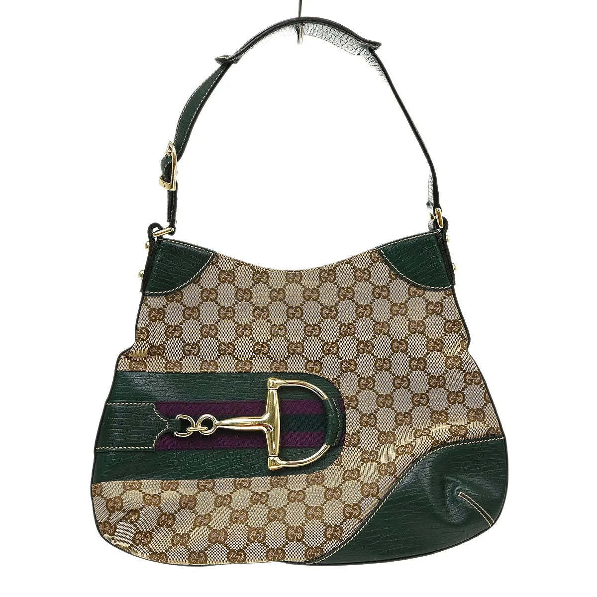 Gucci Sherry Line Shoulder Canvas Beige Canvas Handbag (Pre-Owned)