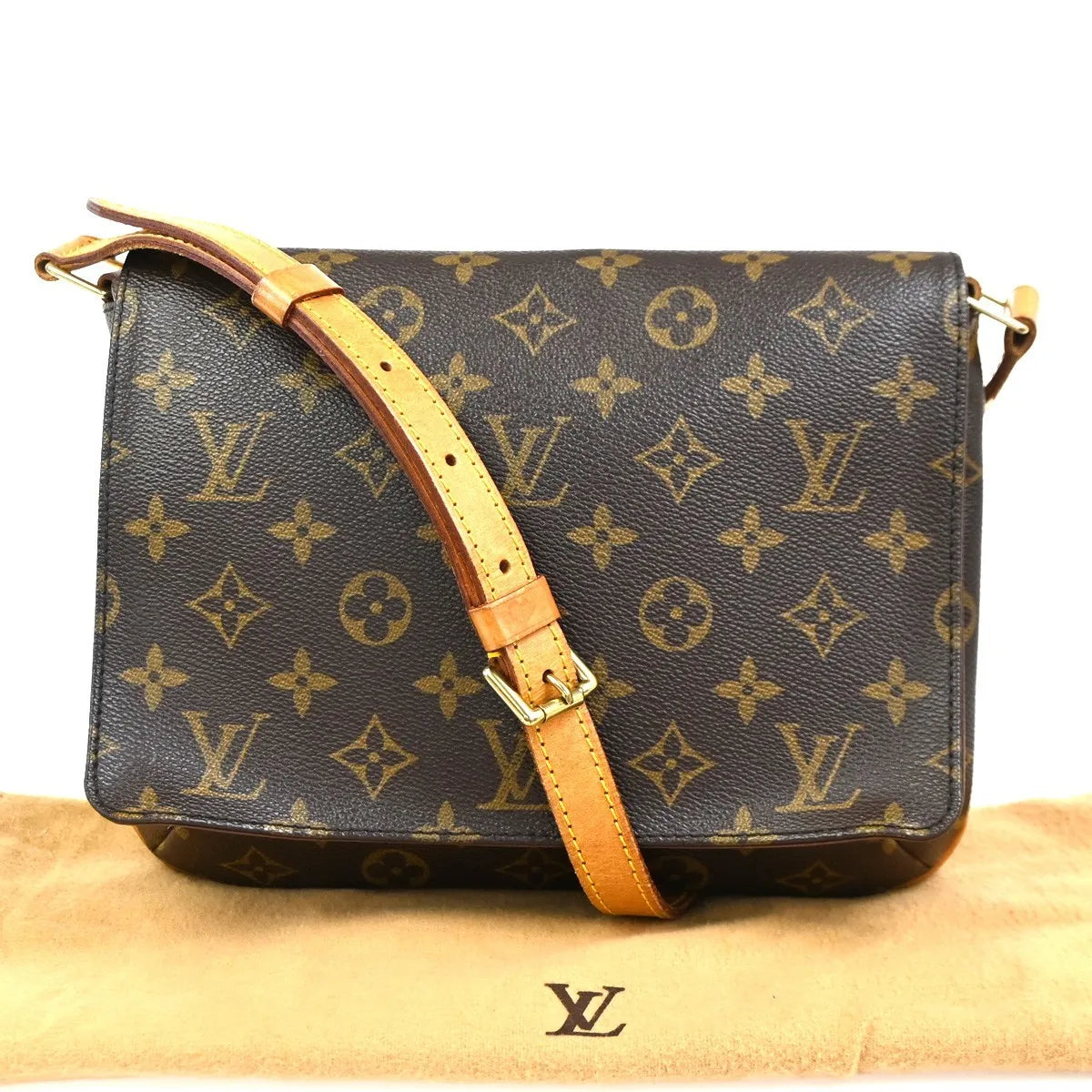 Louis Vuitton Musette Tango Monogram Canvas Brown Canvas Shoulder Bag Bag (Pre-Owned)
