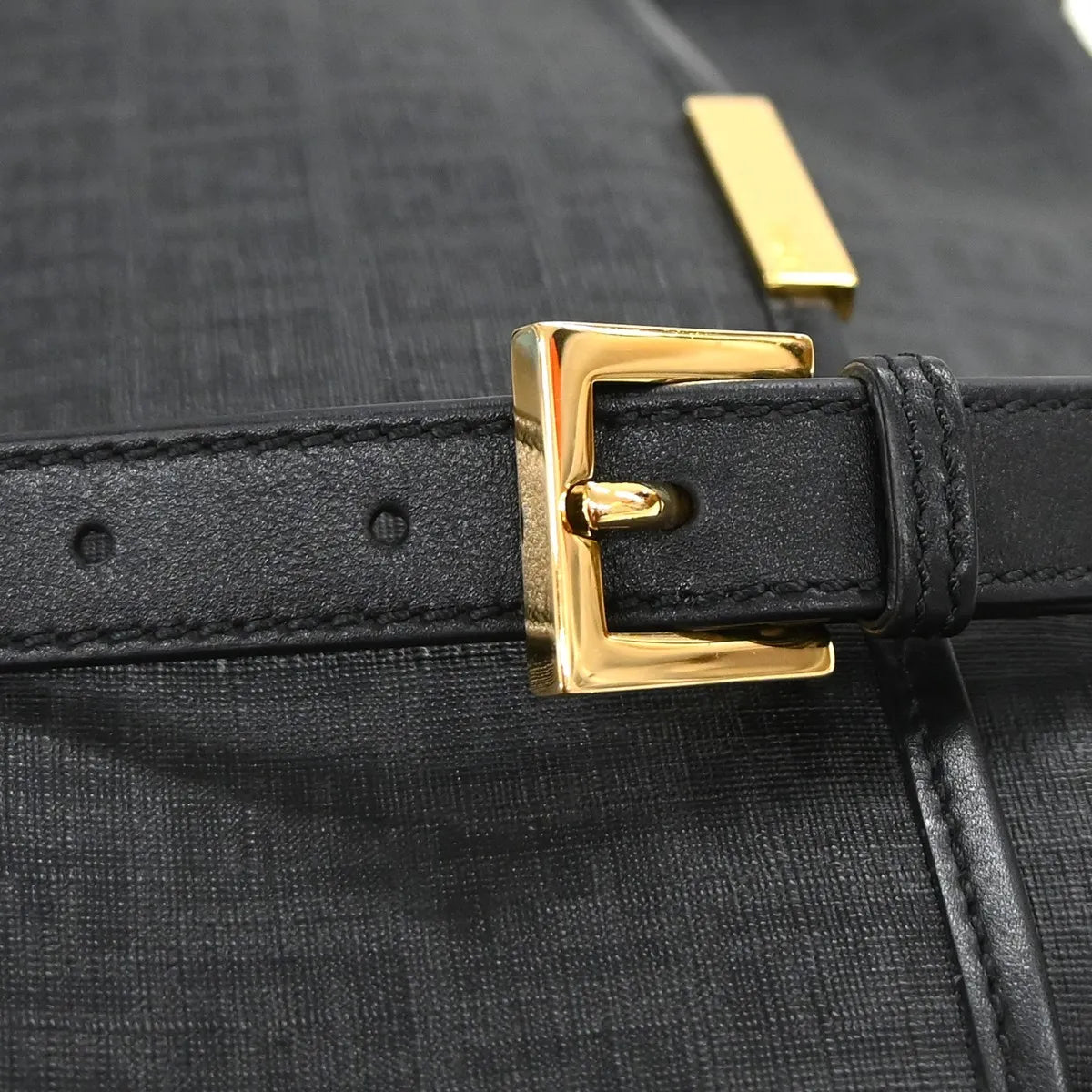 Fendi Front Pocket Messenger Zucchino Coated Canvas Black Pvc Shoulder Bag Bag (Pre-Owned)