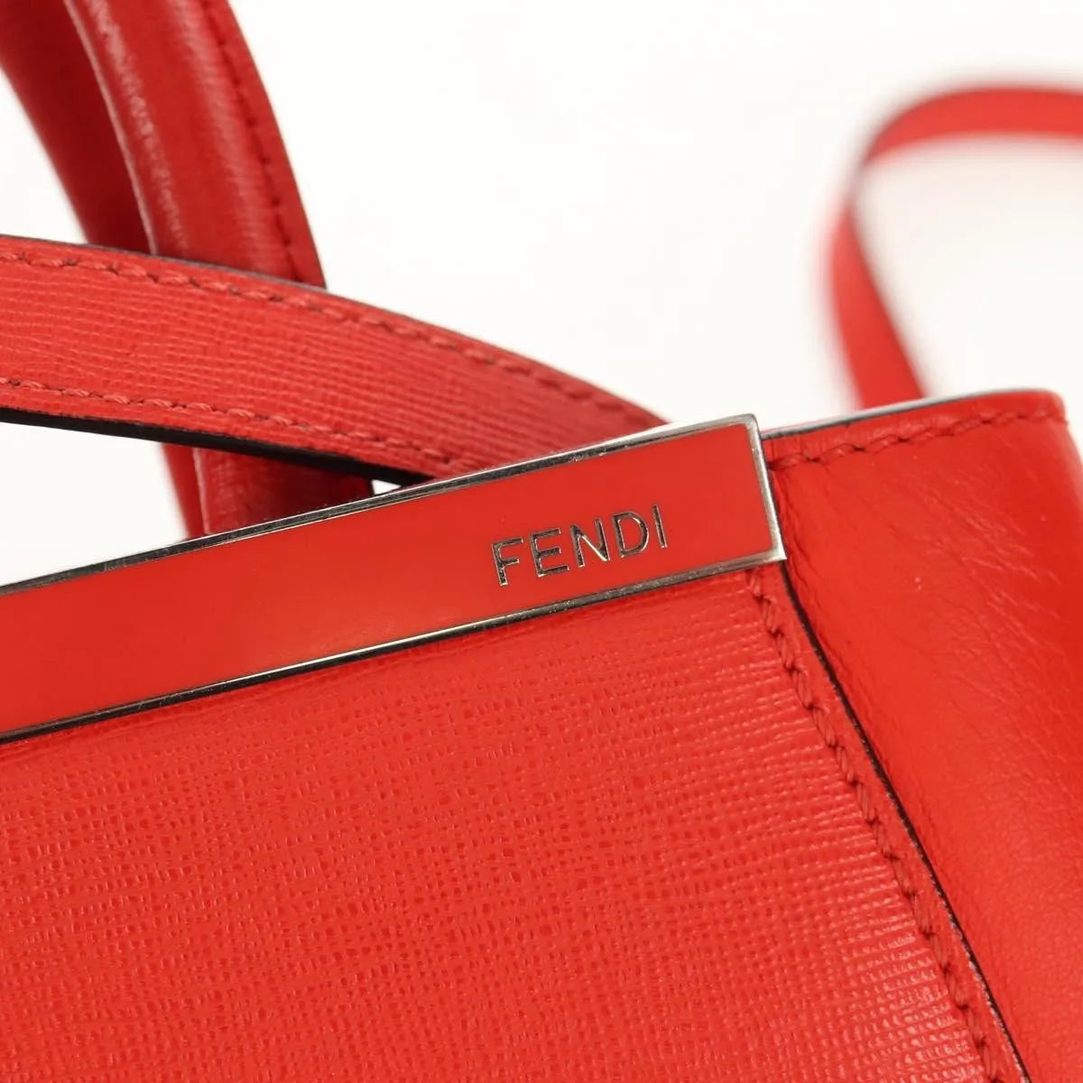 Fendi 2Jours Leather Red Leather Tote Bag Bag (Pre-Owned)