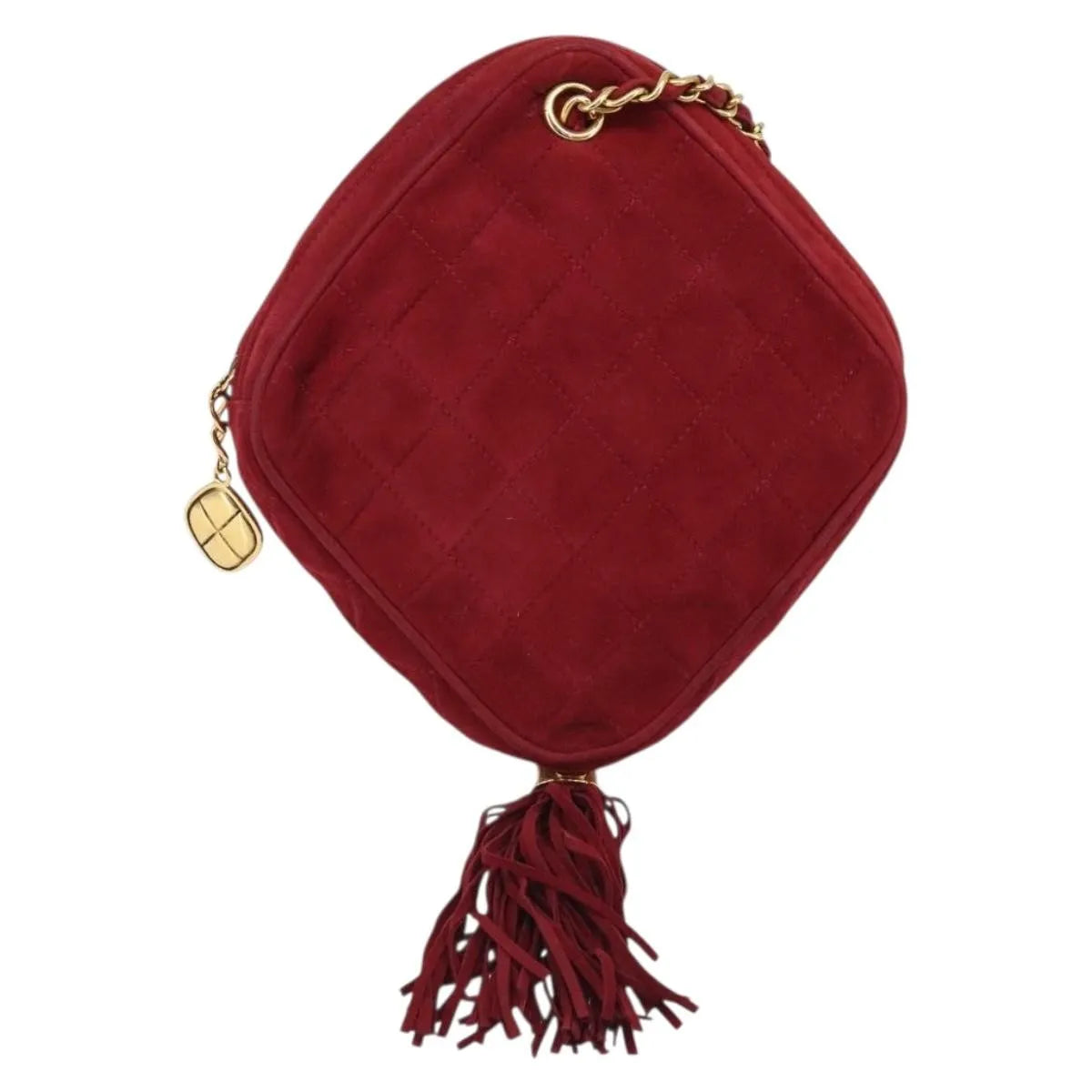 Chanel Vintage Diamond Tassel Quilted Suede Red Suede Shoulder Bag Bag (Pre-Owned)