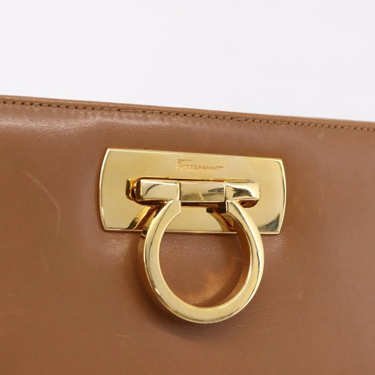 Salvatore Ferragamo Vintage Gancini Chain Leather Brown Leather Shoulder Bag Bag (Pre-Owned)