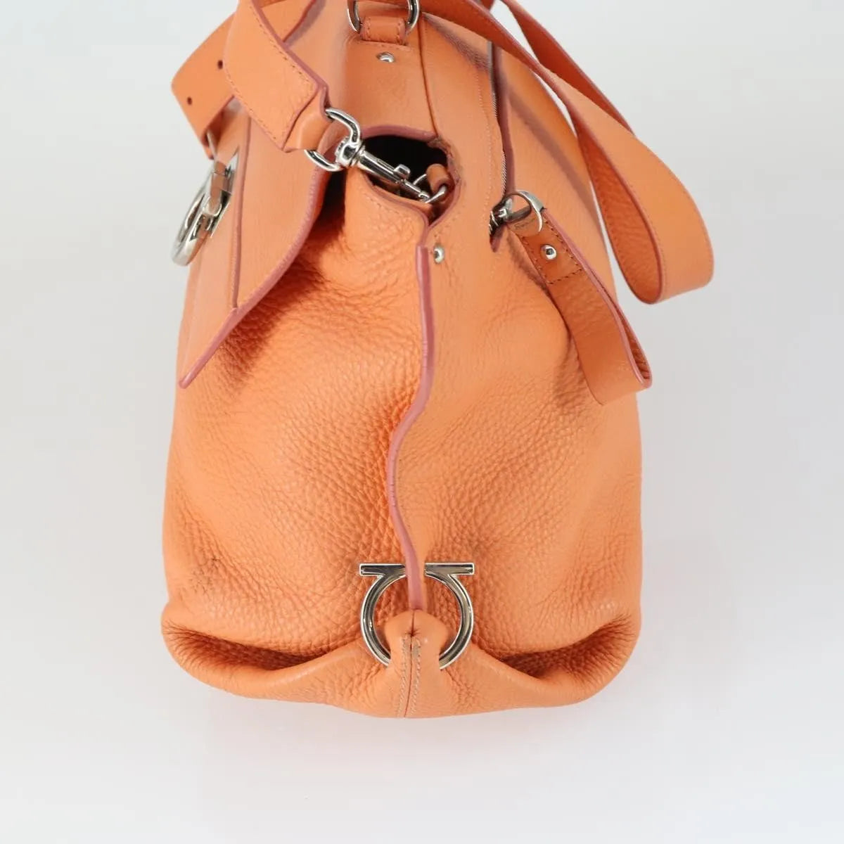 Salvatore Ferragamo Sofia Satchel Grainy Leather Orange Leather Handbag (Pre-Owned)