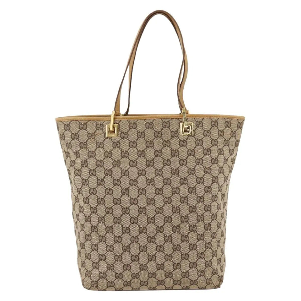 Gucci Vintage Bucket Shopping Tote Gg Canvas Beige Canvas Tote Bag Bag (Pre-Owned)
