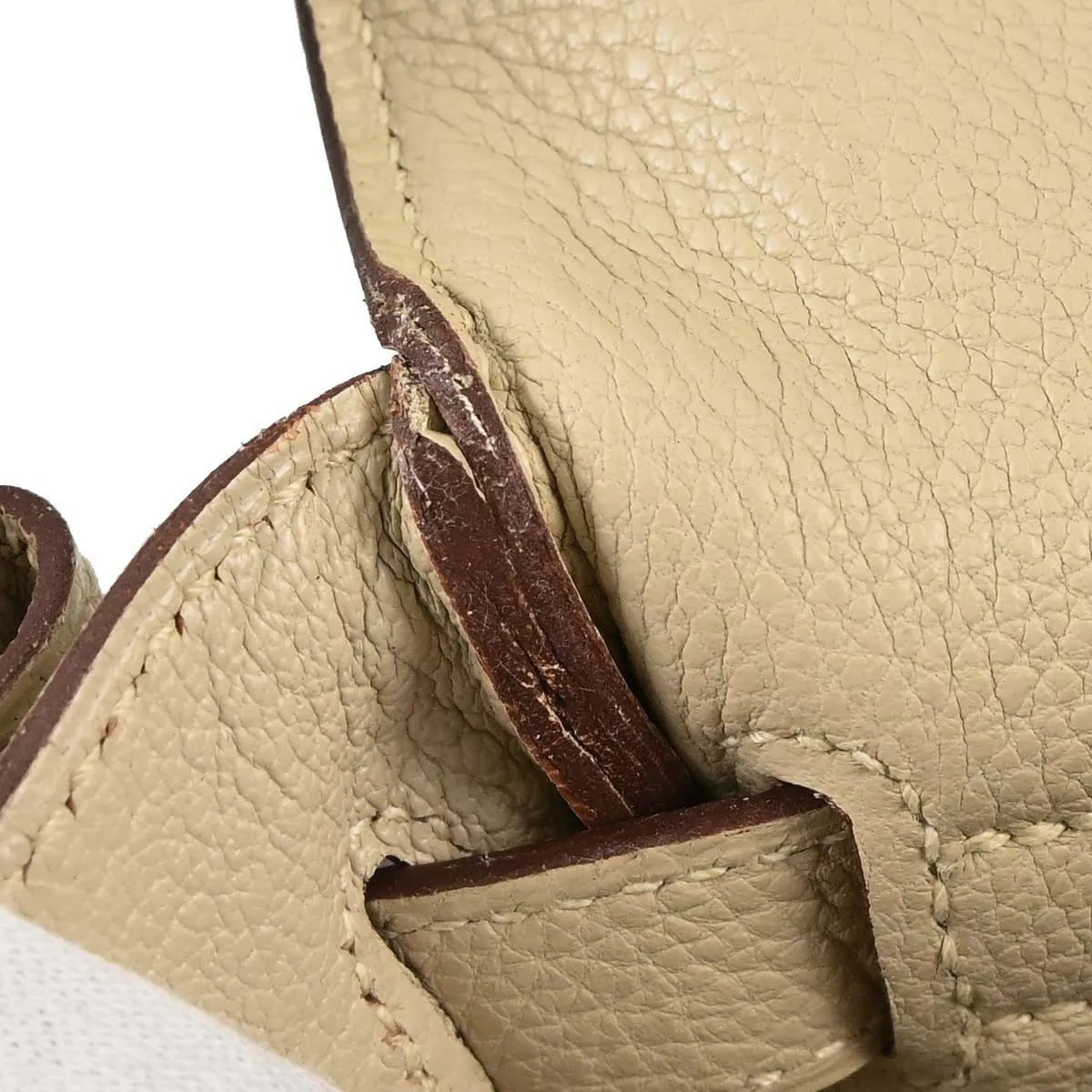 Hermes Kelly Retourne Togo Beige Leather Handbag (Pre-Owned)