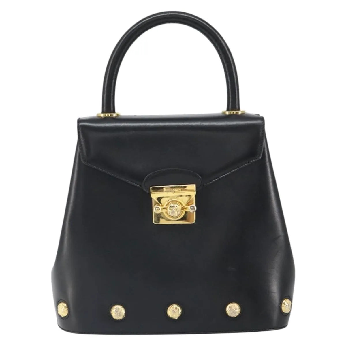 Salvatore Ferragamo Vintage Leather Black Leather Handbag (Pre-Owned)