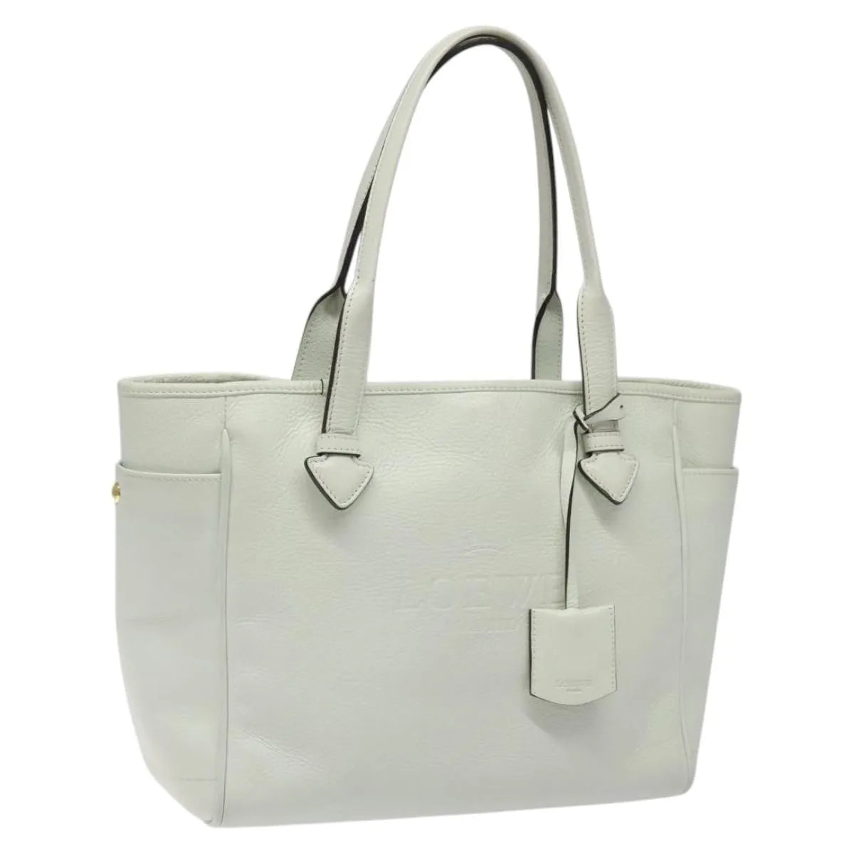 Loewe Heritage Tote Leather White Leather Tote Bag Bag (Pre-Owned)