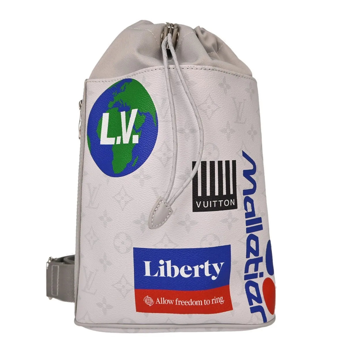 Louis Vuitton Chalk Sling Limited Edition Logo Story Monogram Canvas Gray Canvas Shoulder Bag Bag (Pre-Owned)