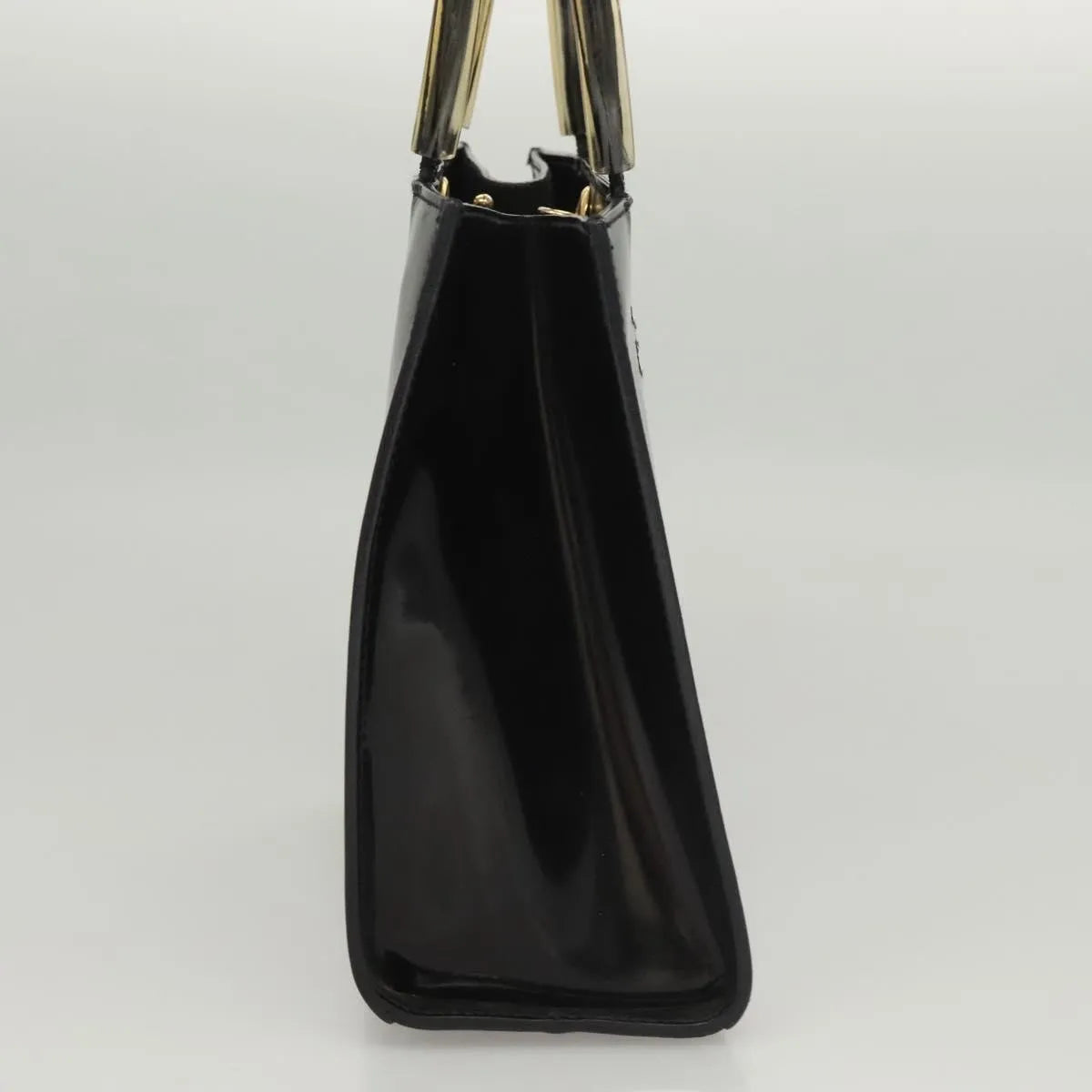 Salvatore Ferragamo Vintage Patent Leather Black Patent_Leather Handbag (Pre-Owned)