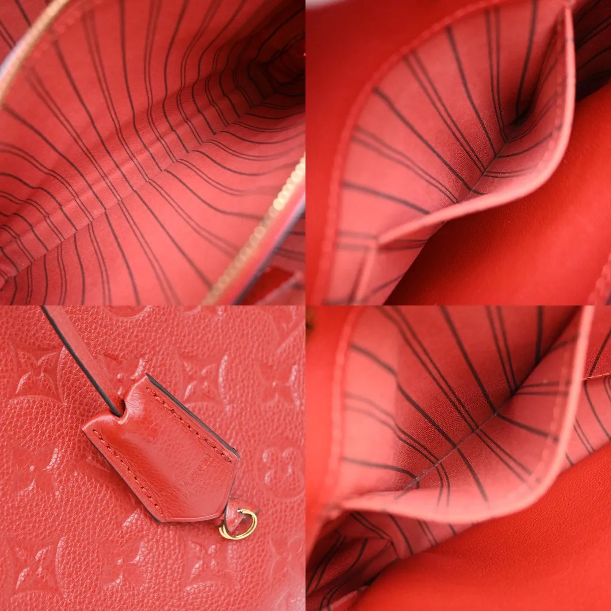 Louis Vuitton Montaigne Monogram Empreinte Leather Red Leather Handbag (Pre-Owned)