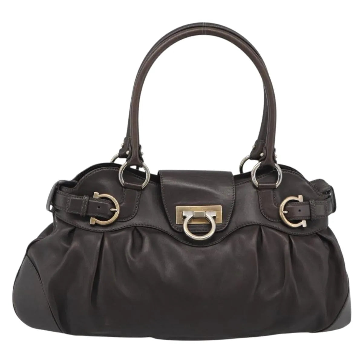 Salvatore Ferragamo Marisa Leather Brown Leather Handbag (Pre-Owned)