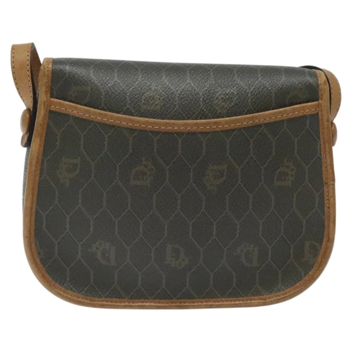 Christian Dior Vintage Honeycomb Flap Coated Canvas Khaki Canvas Shoulder Bag Bag (Pre-Owned)