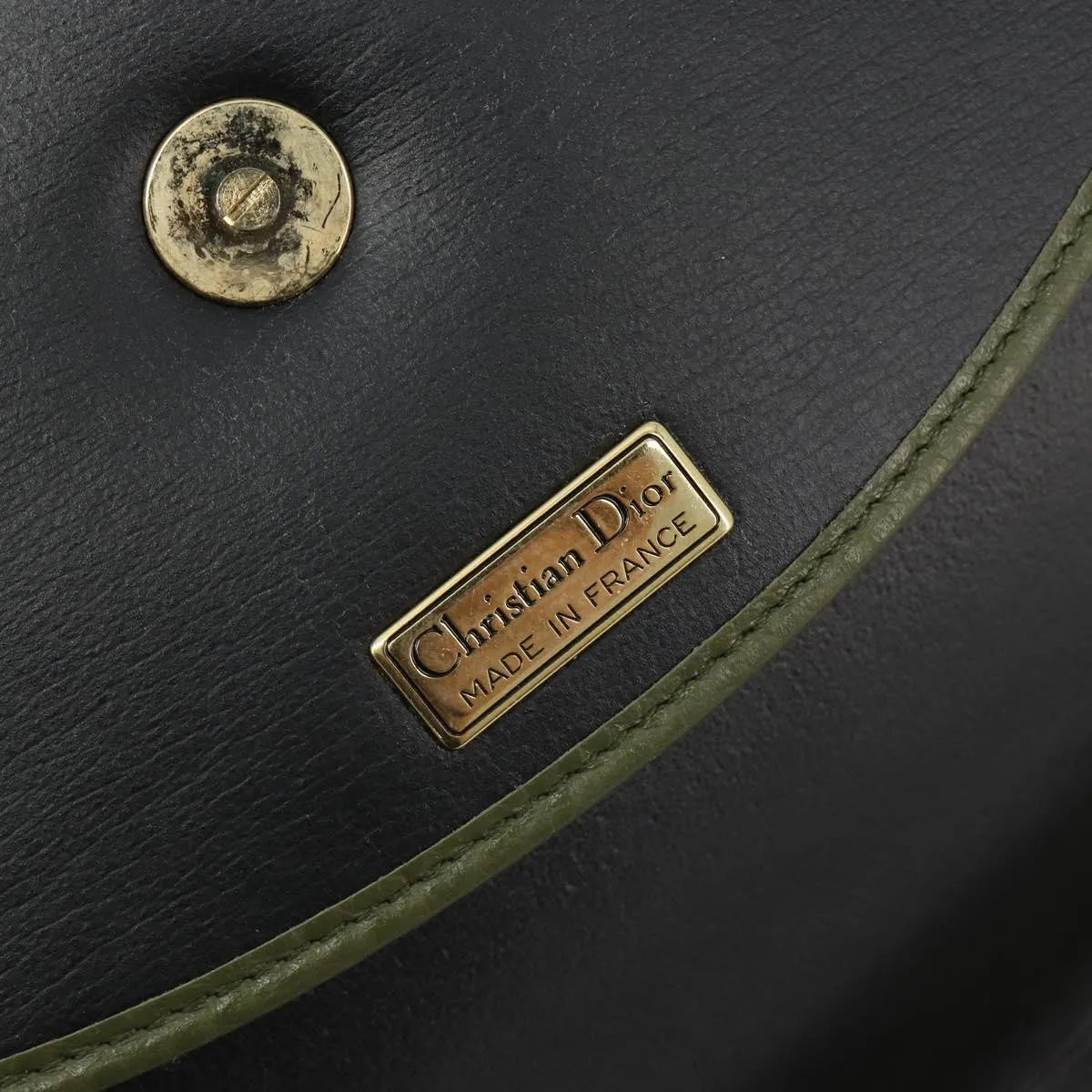 Christian Dior Vintage Chain Flap Leather Green Leather Shoulder Bag Bag (Pre-Owned)