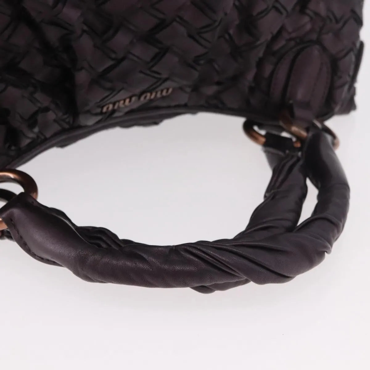 Miu Miu Hobo Woven Leather Purple Leather Handbag (Pre-Owned)