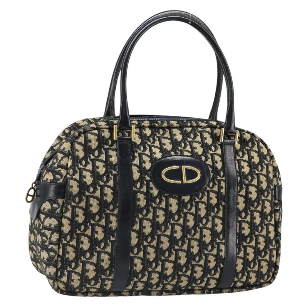 Christian Dior Vintage Trotter Boston Diorissimo Canvas Navy Canvas Handbag (Pre-Owned)