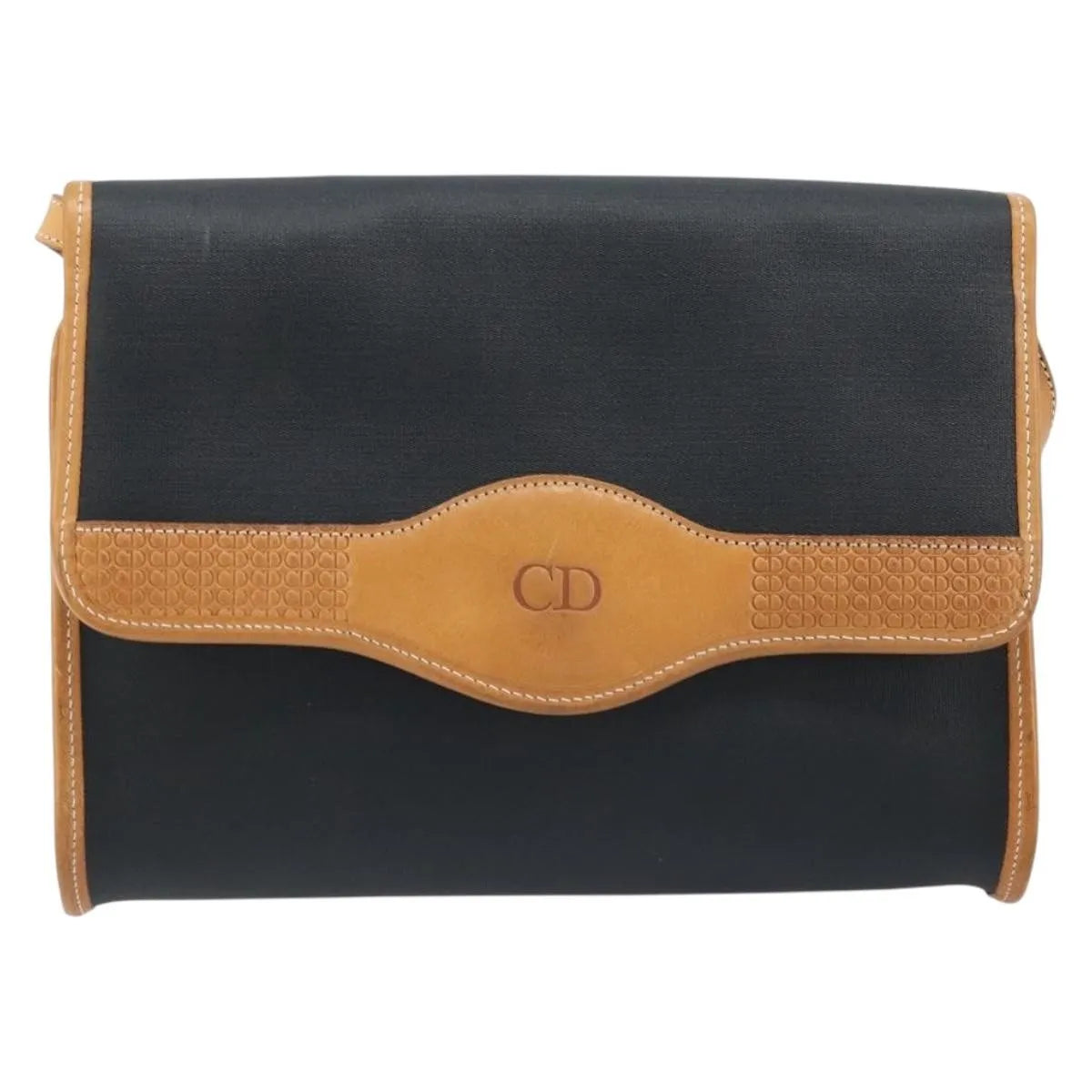 Christian Dior Cd Shoulder Bag Canvas And Leather Black Canvas Shoulder Bag Bag (Pre-Owned)