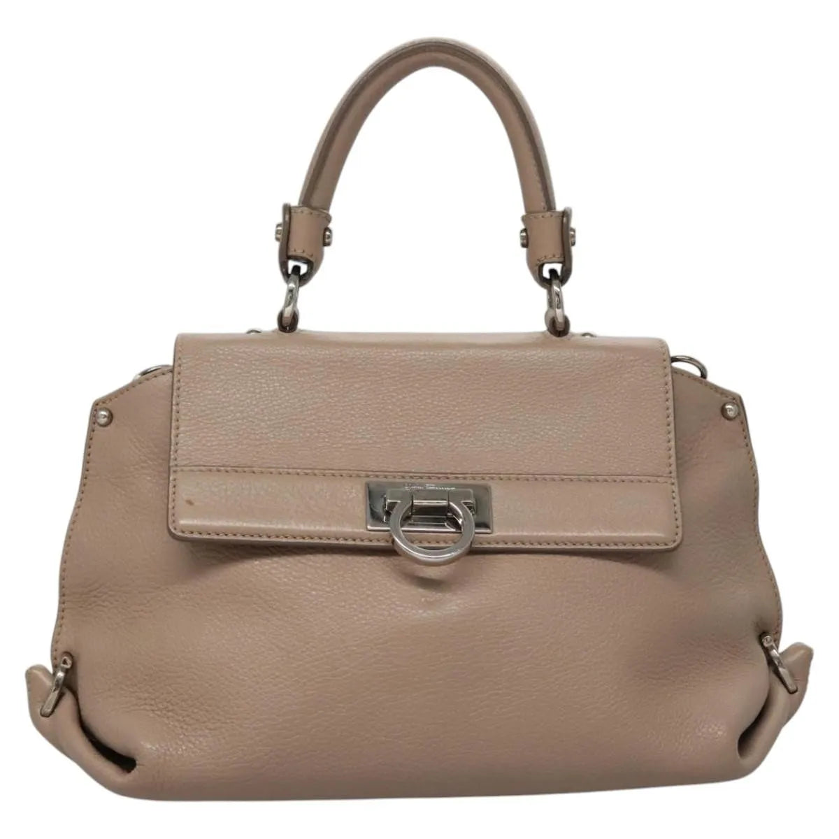 Salvatore Ferragamo Sofia Satchel Leather Beige Leather Handbag (Pre-Owned)