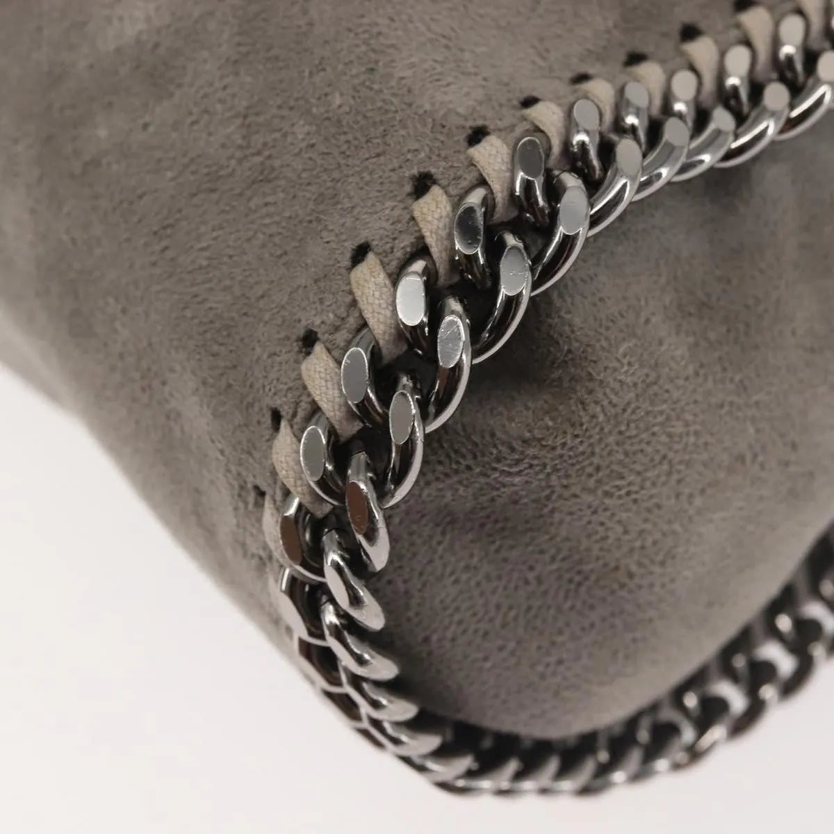 Stella Mccartney Falabella Fold Over Faux Suede Gray Synthetic Shoulder Bag Bag (Pre-Owned)