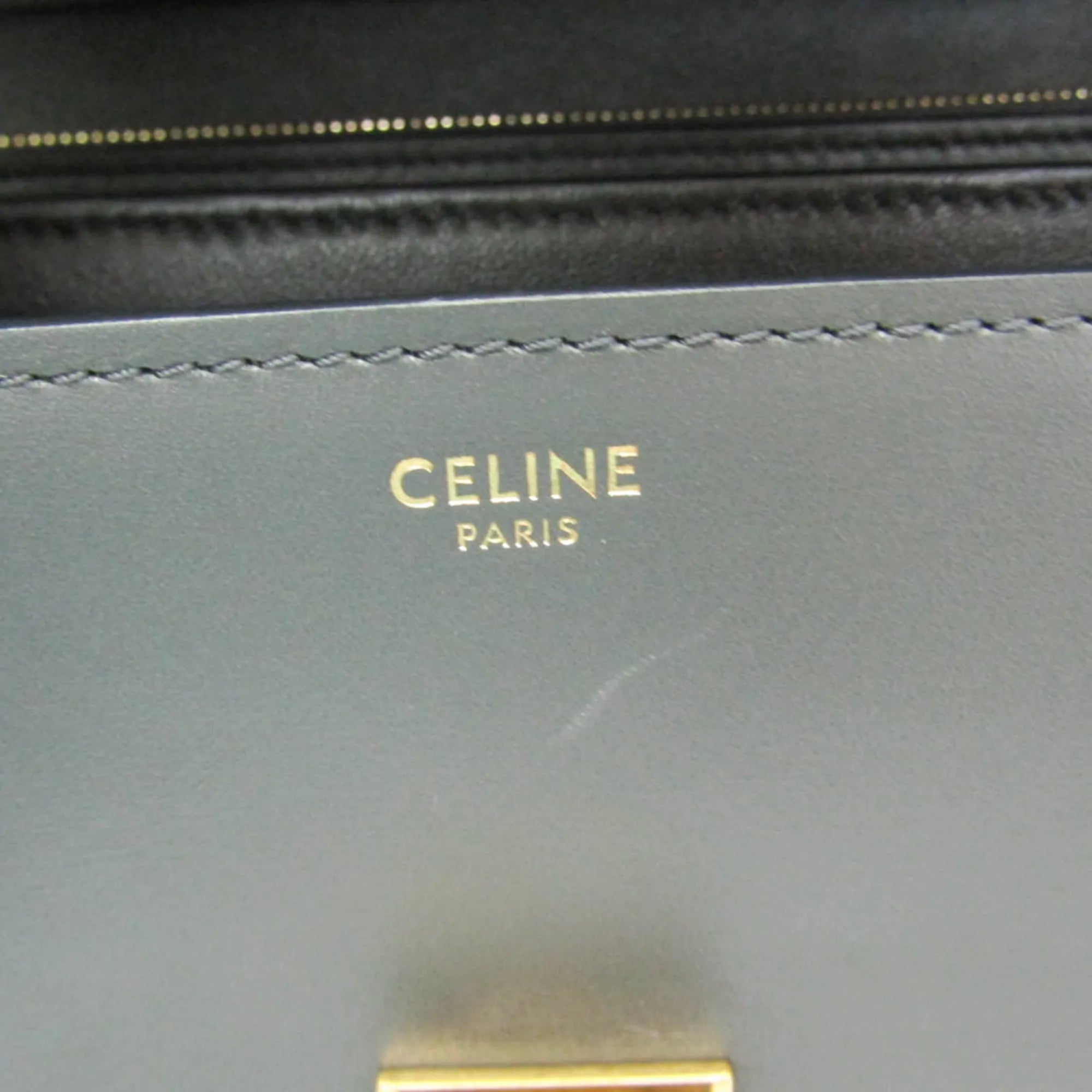 Celine Classic Box Bag Smooth Leather Gray Leather Shoulder Bag Bag (Pre-Owned)