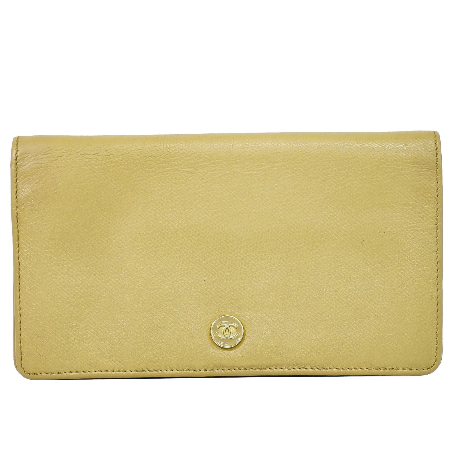 Chanel Cc Button Bi-Fold Leather Beige Leather Wallets Accessory (Pre-Owned)