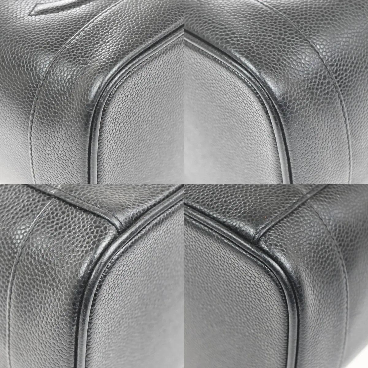Chanel Vintage Timeless Cosmetic Case Caviar Black Leather Handbag (Pre-Owned)