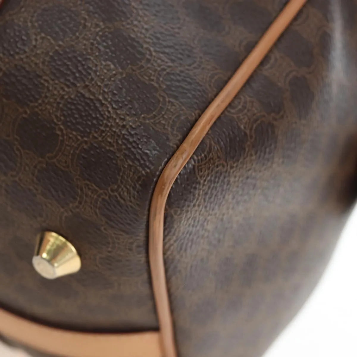 Celine Vintage Macadam Boston Canvas And Leather Brown Pvc Handbag (Pre-Owned)