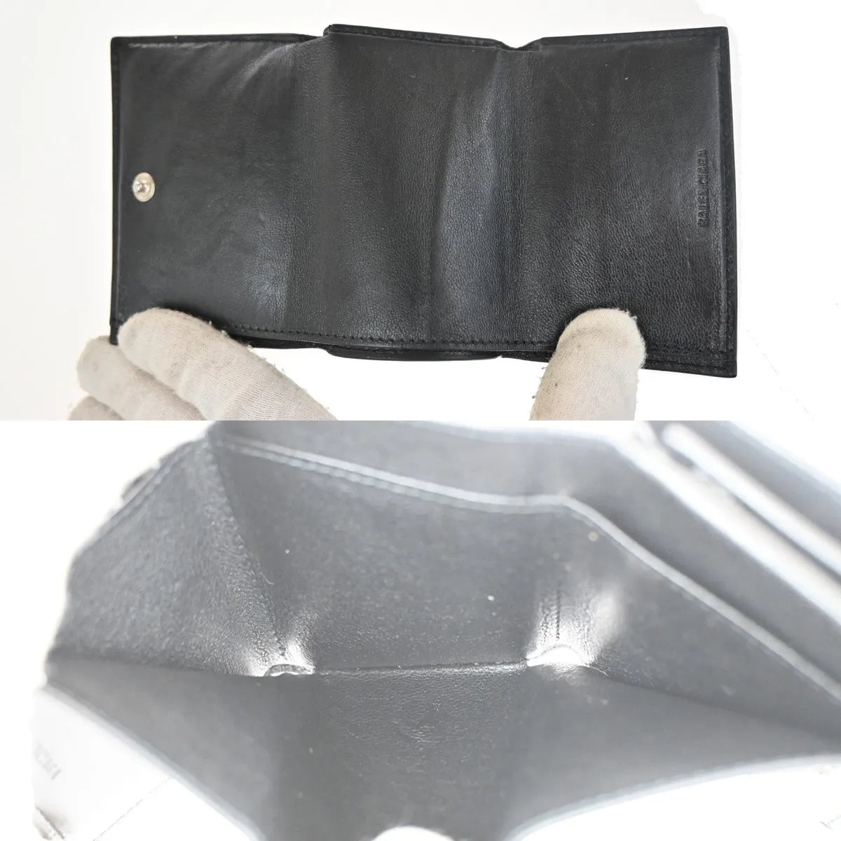 Balenciaga Trifold Leather Black Leather Wallets Accessory (Pre-Owned)