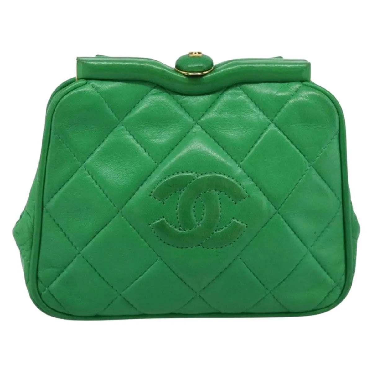 Chanel Coco Mark Quilted Lambskin Green Leather Shoulder Bag Bag (Pre-Owned)
