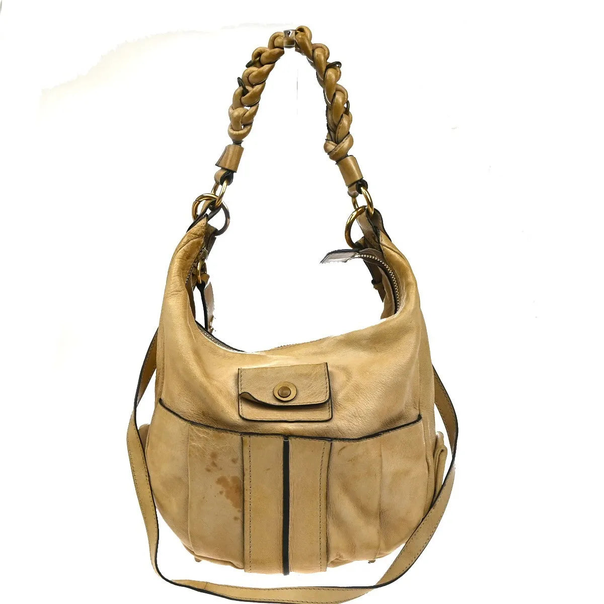 Chloe Heloise Hobo Leather Beige Leather Shoulder Bag Bag (Pre-Owned)