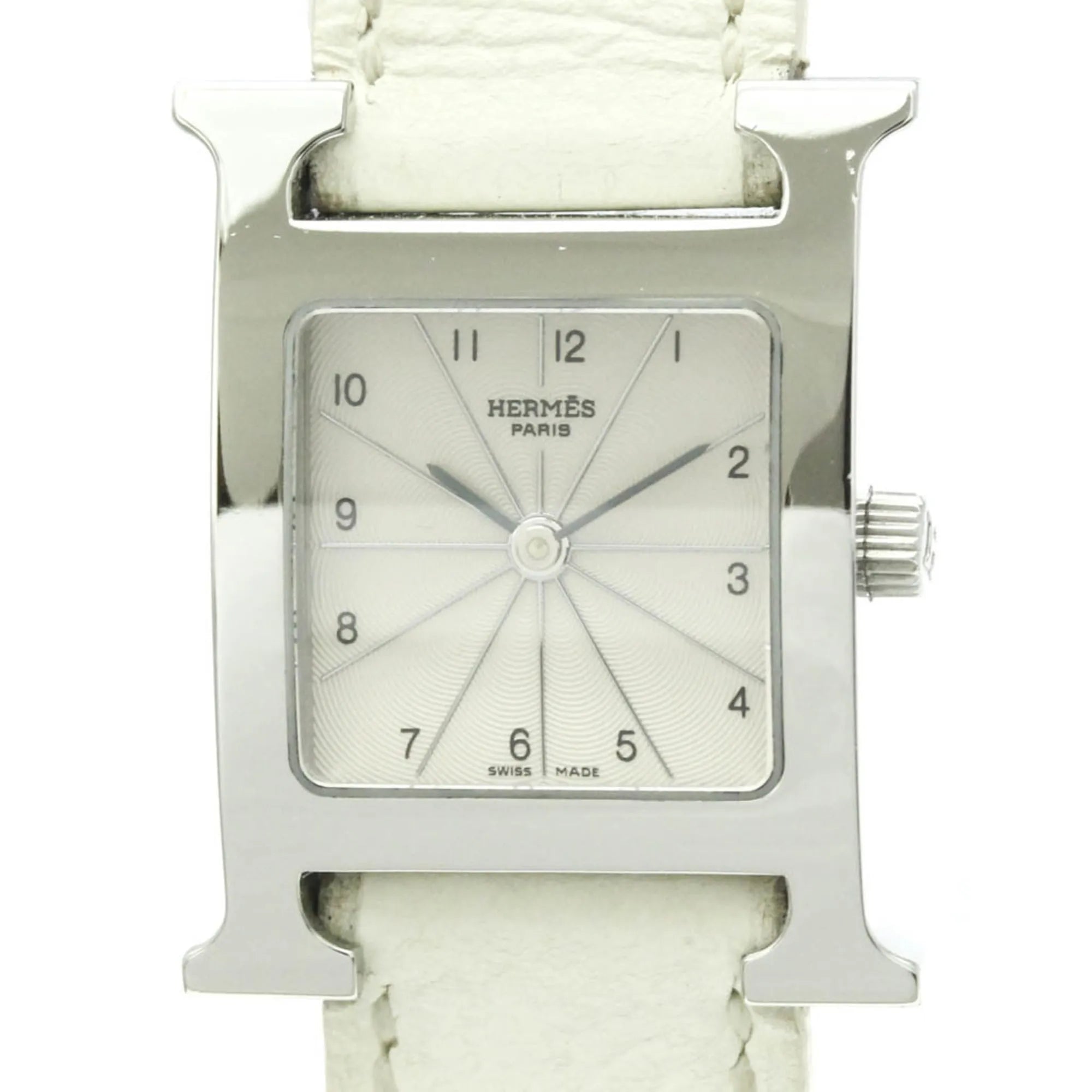 Hermes Heure H Double Tour Quartz Watch Stainless Steel And Leather Watch (Pre-Owned)