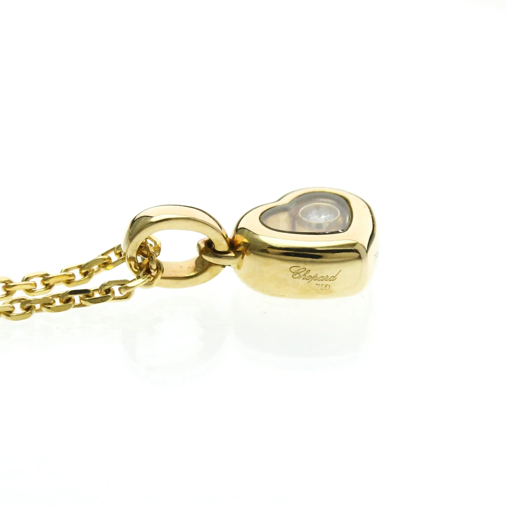 Chopard Happy Diamonds Heart Pendant 18K Yellow Gold With Diamonds And 1 Floating Diamond Gold Yellow_Gold Necklace Jewelry (Pre-Owned)