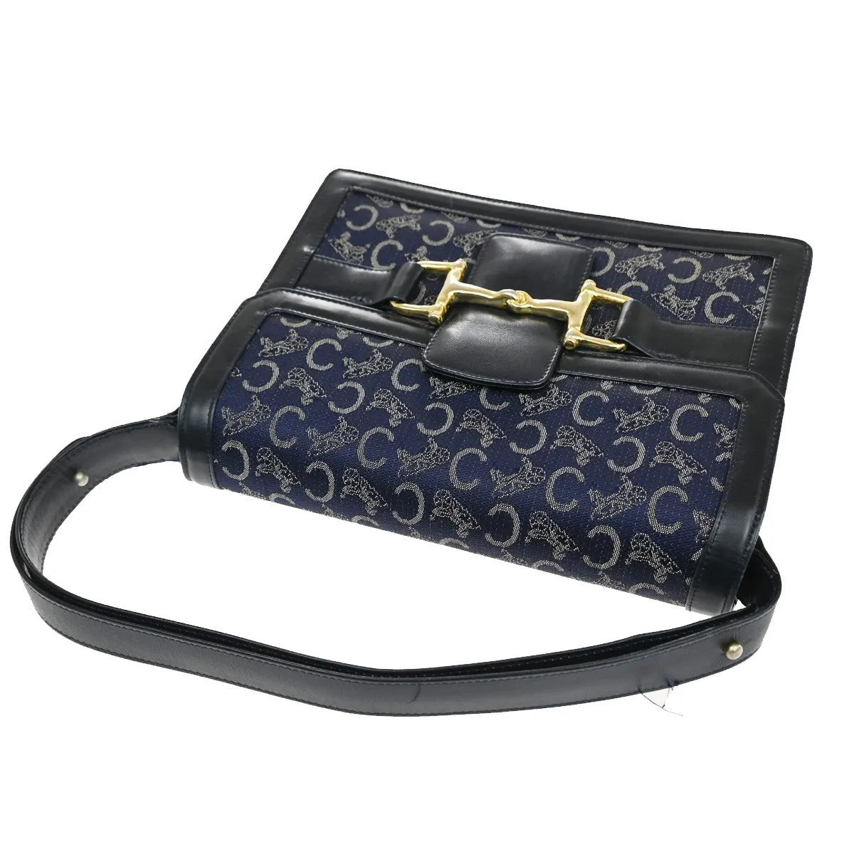 Celine Horse Carriage Canvas And Leather Navy Canvas Shoulder Bag Bag (Pre-Owned)