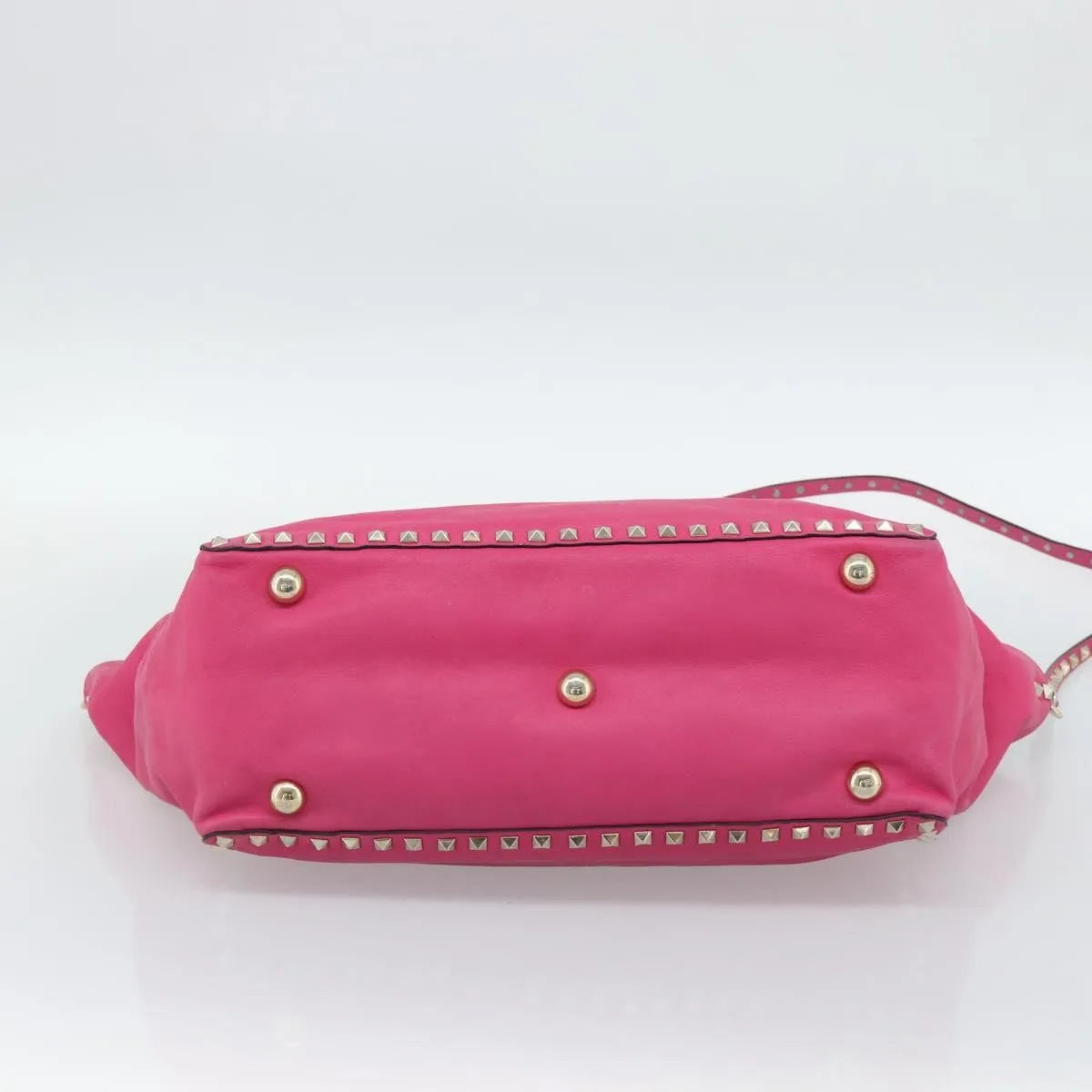 Valentino Garavani Rockstud Tote Textured Leather Pink Leather Tote Bag Bag (Pre-Owned)