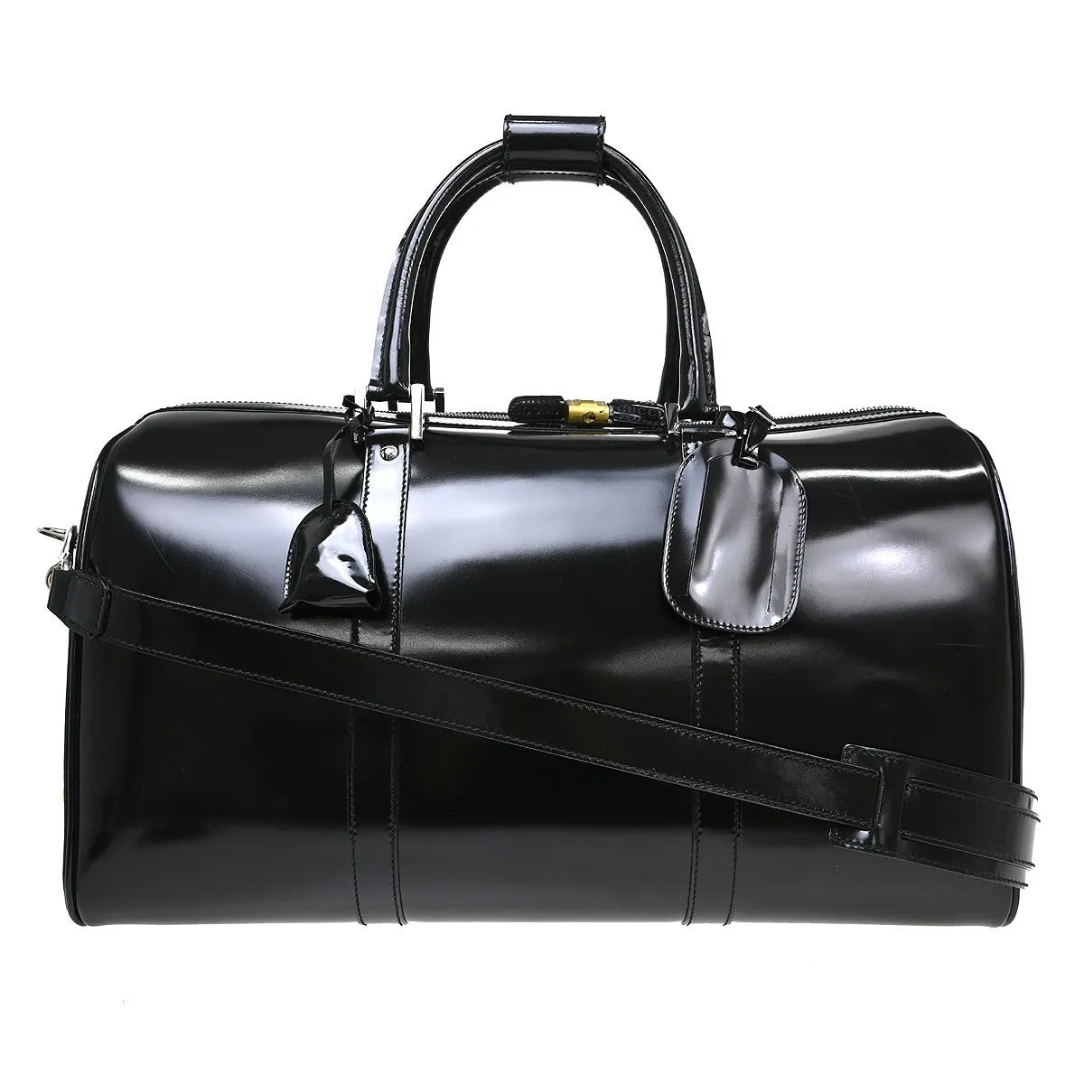 Gucci Travel Gg Nylon Black Leather Handbag (Pre-Owned)