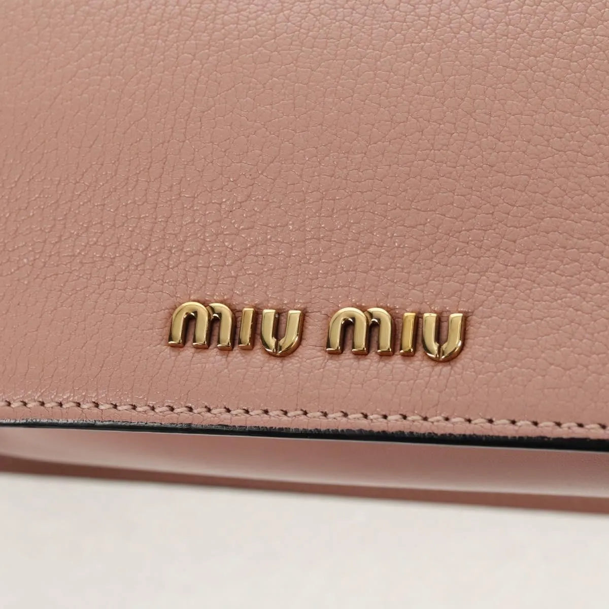 Miu Miu Madras Crystal Buckle Leather Pink Leather Shoulder Bag Bag (Pre-Owned)
