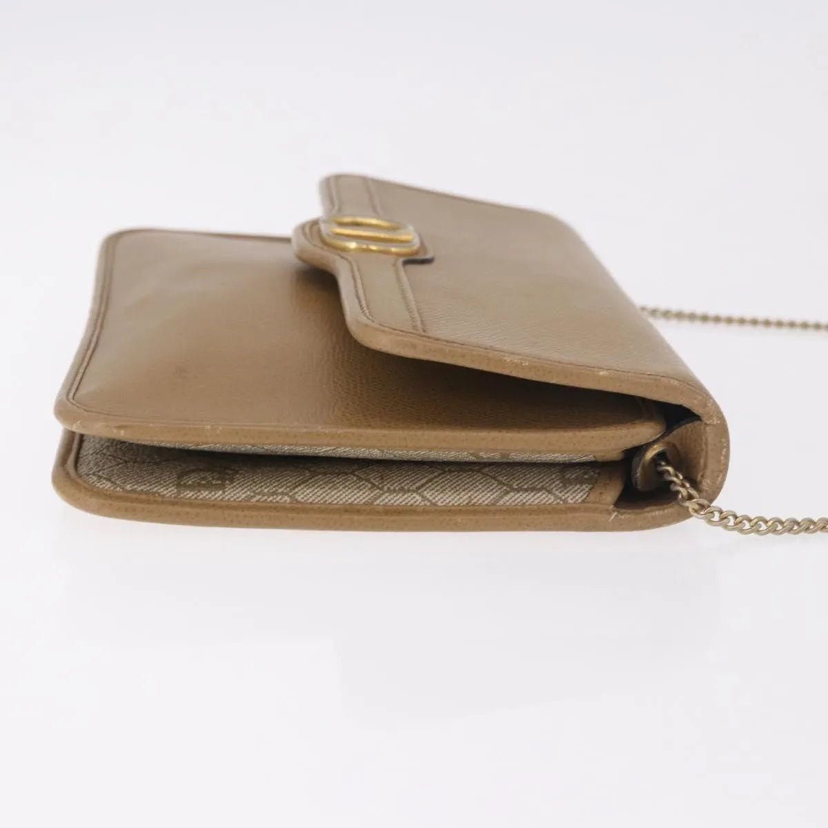 Christian Dior Vintage Cd Chain Flap Leather Camel Leather Shoulder Bag Bag (Pre-Owned)