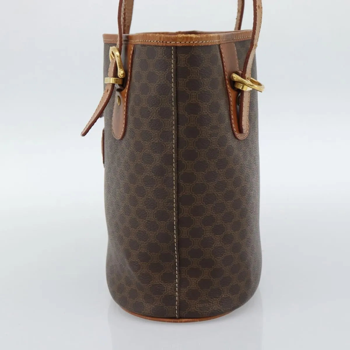 Celine Vintage Macadam Canvas And Leather Brown Canvas Tote Bag Bag (Pre-Owned)