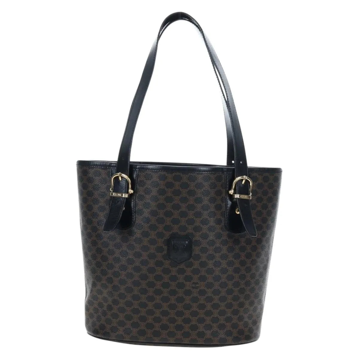 Celine C Macadam Tote Pvc Leather/ Macadam Canvas Black Pvc Shoulder Bag Bag (Pre-Owned)