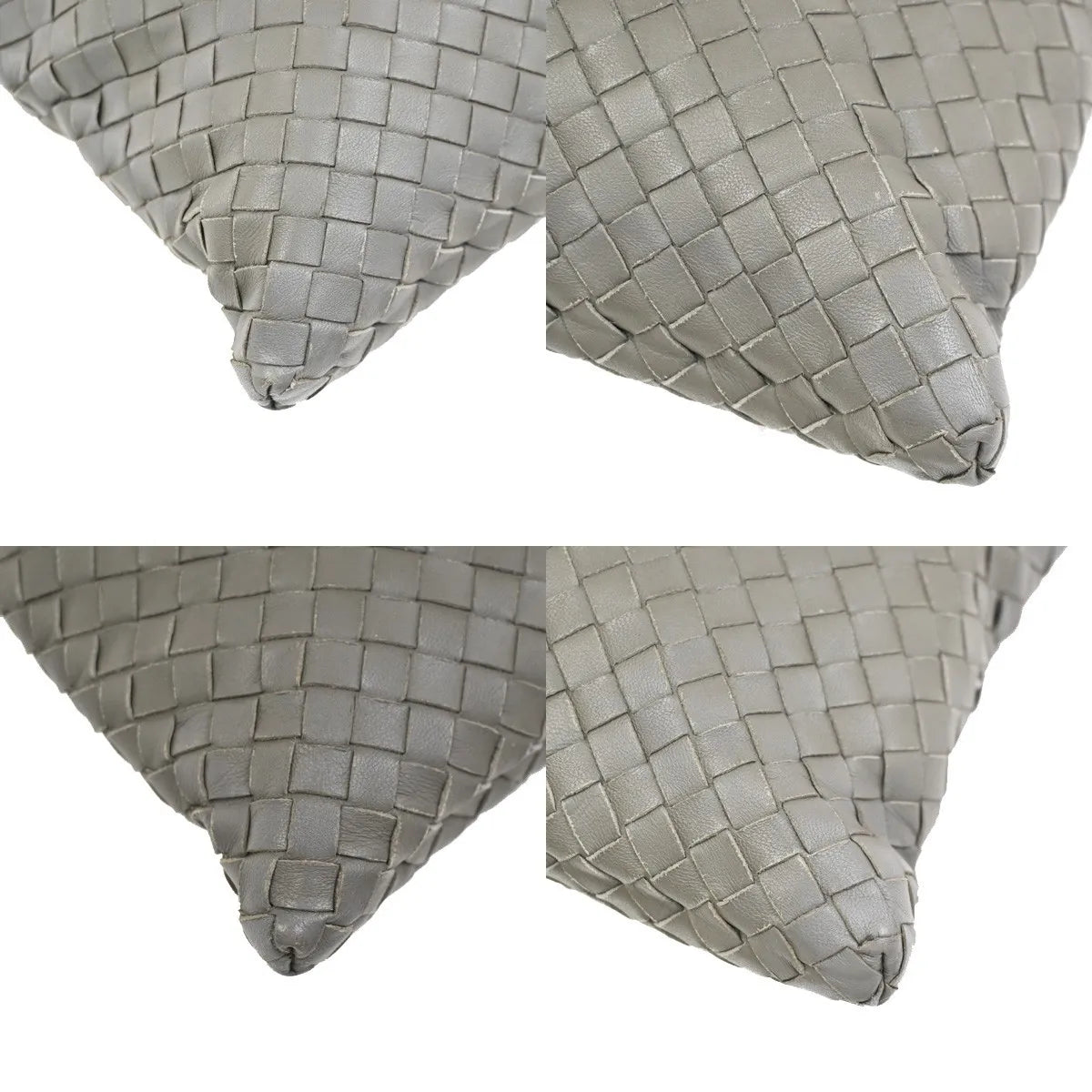 Bottega Veneta Flat Messenger Intrecciato Nappa Gray Leather Shoulder Bag Bag (Pre-Owned)